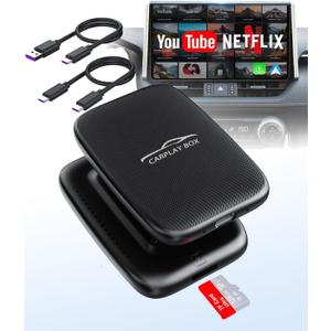2025 Upgraded Wireless CarPlay and Android Auto Adapter- Built in Netflix YouTube Support TF Card, Magic Car Play AI Box Convert Wired to Wireless Dongle,Apple car Play Adapter for Cars from 2016