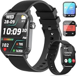 TRAUSI Smart Watch for Men, 120 Sports Modes Smartwatch with 1.83" HD Display, Heart Rate/ Sleep Monitor, Music Control, Bluetooth Call, IP67 Waterproof Fitness Watch for iPhone/ Android (Deep Black)