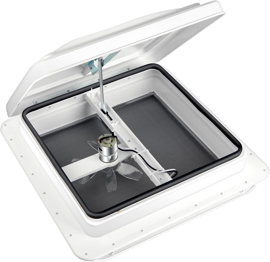 Livpow RV Roof Vent With 12V Fan Reversible 14" x 14"