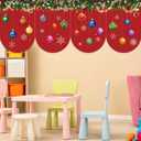 Breling 6 Pcs Christmas Kitchen Curtains Christmas Window Valance Curtain Decoration Xmas Rod Pocket Short Drapes Set for Classroom Living Room Bedroom Holiday Decor 36x24 in(Xmas Balls)