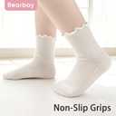 Non-Slip Baby Cotton Ankle Socks with Grippers for Toddler Walking (Yellow)