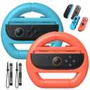 FASTSNAIL [Switch 1/2 Compatible] Steering Wheels for Nintendo Switch 2/1/OLED for Joy-Con 2, Racing Wheels for Mario Kart World/8 Deluxe Gaming, Universal Joypad Wheels 2 Pack (Orange,Blue)
