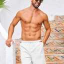 Mens Swimsuit Trunks 7" Quick Dry Swim Shorts with Compression Liner and Zipper Pockets (White, XL)