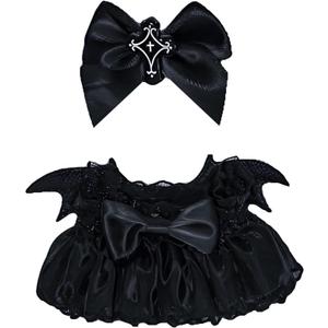 Clothes for 17cm Doll - Plum/Black Tiered Dress with Bow Headpiece, Royal Style Doll Party Outfit, Cosplay Essential (Black Dress)