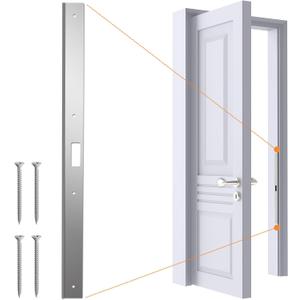 24" Interior Door Jamb Repair Kit for Interior DoorsExtended Door Strike Plate Reinforcement Plate for Interior Door Deadbolt, Fit Any Interior Door Jamb Door Frame (Satin Nickel)