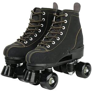 XUDREZ Cowhide Roller Skates for Women and Men High-Top Shoes Double-Row Design,Adjustable Classic Premium Roller Skates, 11