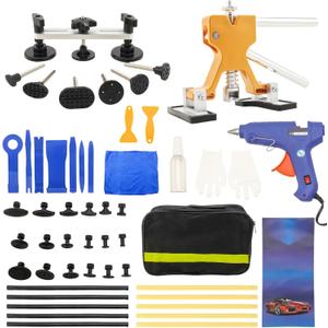 Car Dent Puller Kit, 52 Pcs Dent Remover Tool for Car, Adjustable Bridge Puller And Golden Lifter, Dent Repair Kit Suitable for Hail Damage Large And Small Dent