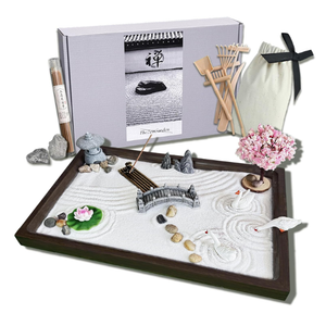 SRAYW Zen Garden Kit for Desk Decor. 11x7.5'' Beautiful Japanese Mini Zen Garden Meditation Gifts Set for Home,Office Desk＆Meditation Room.6 Tools ＆ 18 Accessories. Zen Sand Tray Therapy