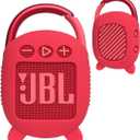 JCHPINE Silicone Cover Case for JBL Clip 4 Portable Bluetooth Speaker, Protective Carrying Case for JBL Clip 4 Portable Bluetooth Speaker Stand Up Holder (Red)