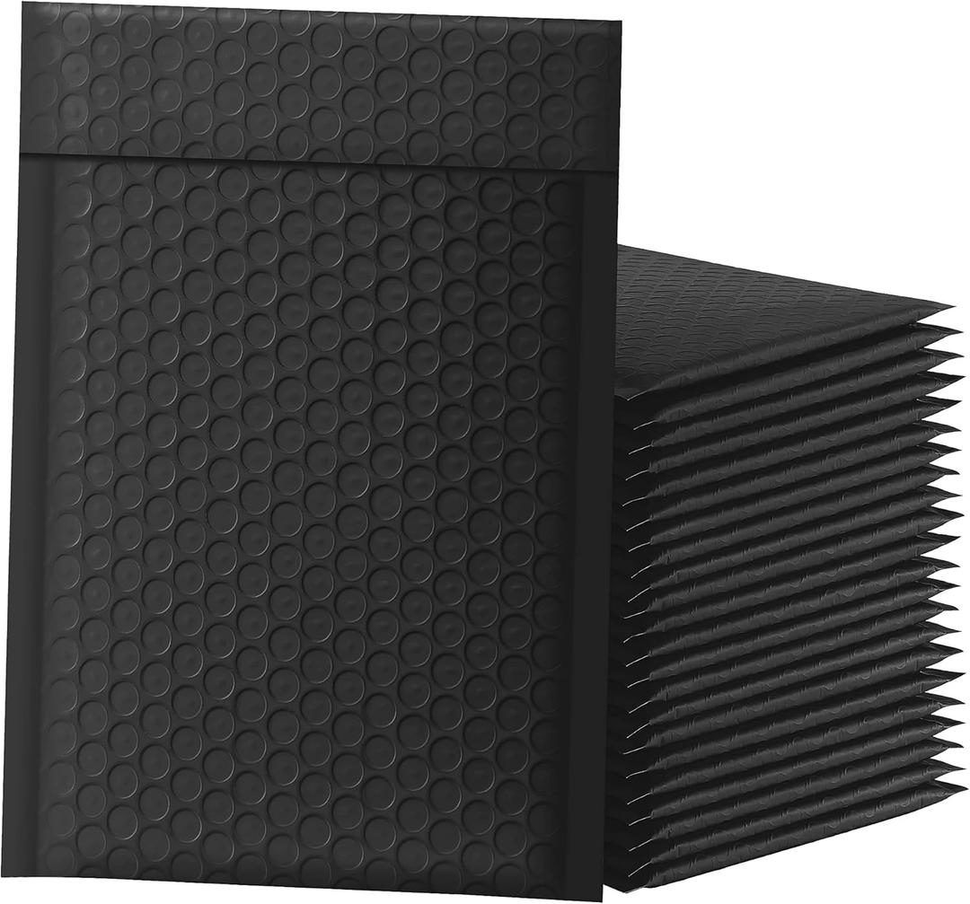 Famagic Bubble Mailers 6x10 Inch 25pc Black Shipping Bags, Chic Packaging Bags For Small Business, Colored Padded Mailing Envelopes, Opaque Matte Self Seal Bubble Poly Mailers Bulk #0