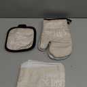 Sratte 6 Pcs Kitchen Decor Accessories Set Farmhouse Towels Pot Holders Oven Mitts Set 2 Dish Towels 2 Potholders 2 Cooking Mittens Oven Glove for Christmas Baking Cooking Supply(Beige,Kitchen)