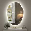 22x30 Irregular Backlit Led Bathroom Mirror with Lights | Asymmetrical Lighted Vanity Mirrror, 3 Colors, Dimmable, Shatterproof, Defogger, Memory, Vertically or Horizontally