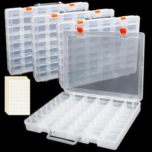 4 Pcs 48 Grids Plastic Toy Storage Case with Dividers for Mini Collectible Toys, Transparent Compartment Organizer Box for Jewelry, Craft, Beads (Box Only)
