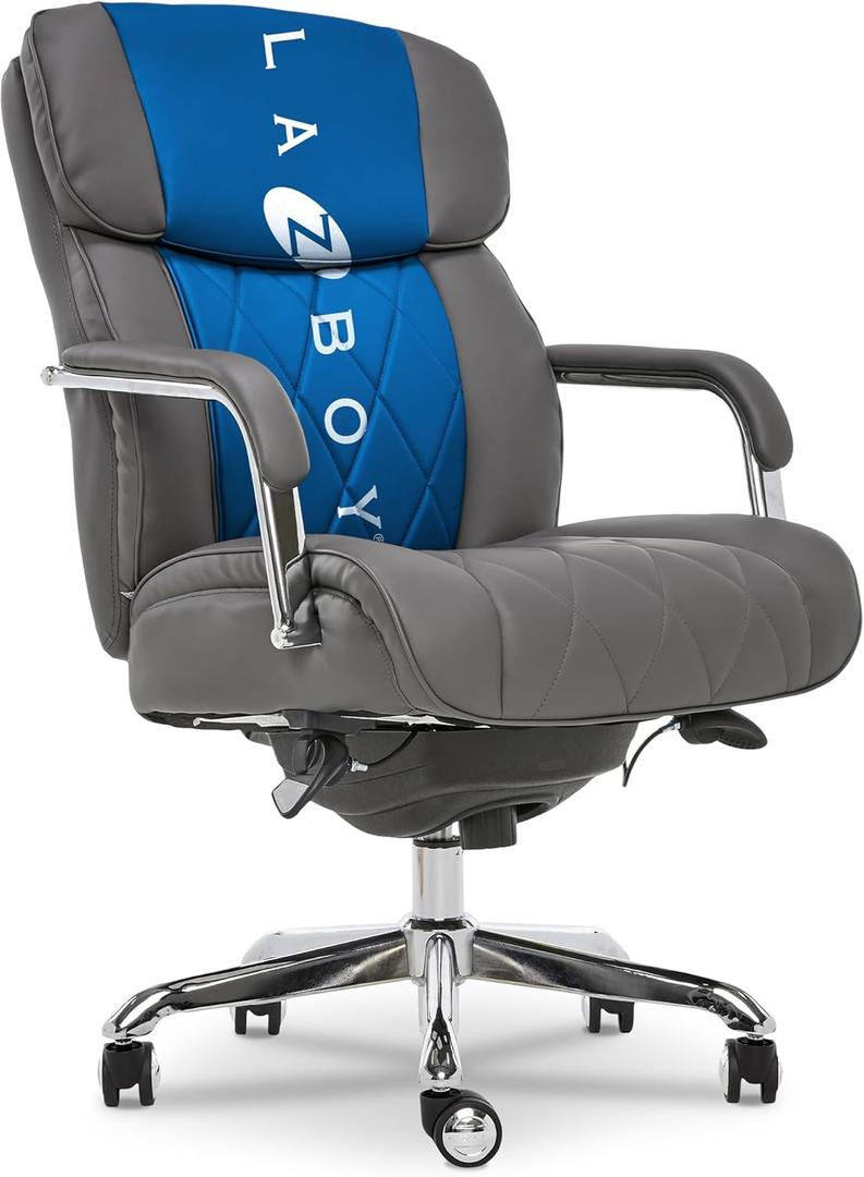 La-Z-Boy Sutherland Ergonomic Bonded Leather Swivel Computer and Desk Chair, Gray (CHR10048B) (Grey)