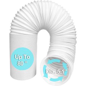 Portable Air Conditioner Hose 5.1 Inch Diameter,Portable AC Hose Exhaust Vent With Anti-Clockwise Thread Length up to 80 Inches