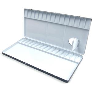Aluminum Watercolor Palette 30 Well (11.9"x5.4"x0.8") (White)