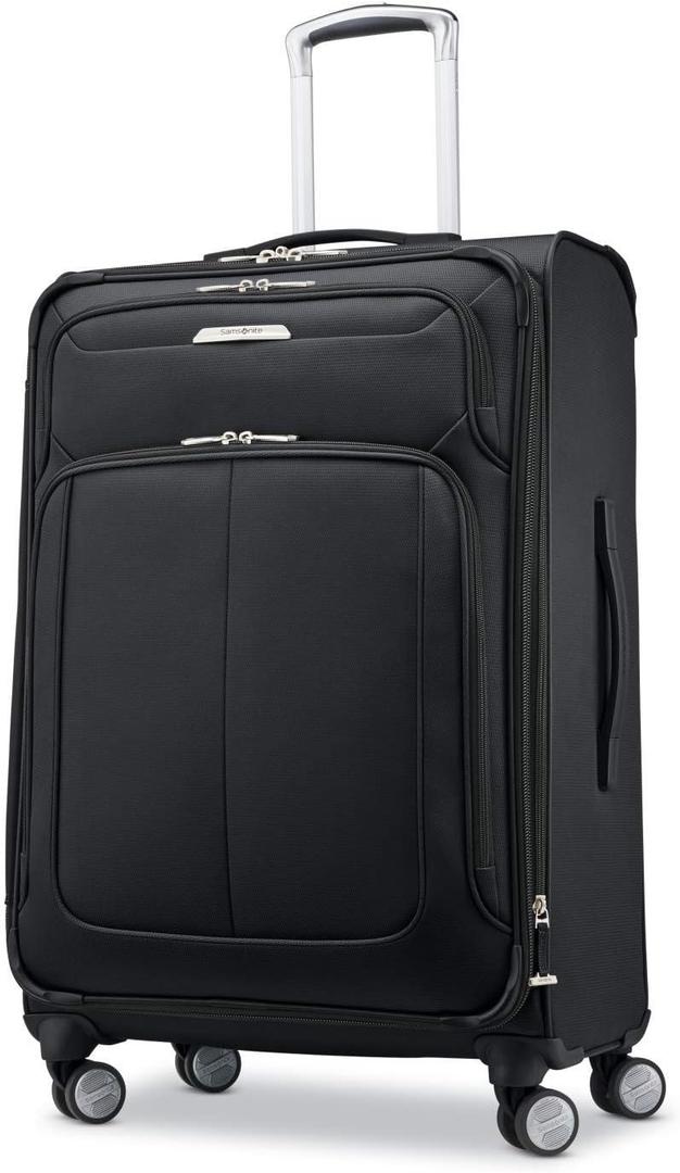 Samsonite Solyte DLX Softside Expandable Luggage with Spinner Wheels, Midnight Black, Checked-Medium 25-Inch
