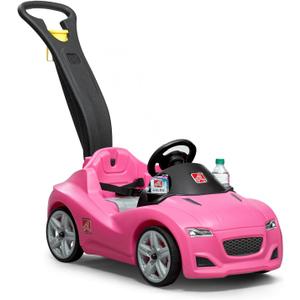 Step2 Whisper Ride Cruiser Kids Push Car, Ride On Toy, Stroller Substitute, Includes Seat Belt & Horn, Made of Durable Plastic, Max Weight 50 lbs., For Toddlers 1.5-4 Years Old, Pink