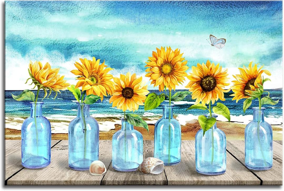 Sunflower In Vase Wall Art Floral Picture Canvas Posters Print Modern Abstract Artwork Framed For Living Room Bedroom Wall Painting Home Decor, 16X24 Inches Sunflower In Vase Wall Art Floral Picture Canvas Posters Print Modern Abstract Artwork Framed For Living Room Bedroom Wall Painting Home Decor, 16X24 Inches