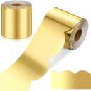 Ecally 65.6 ft Gold Scalloped Bulletin Board Borders Decoration for Classroom Shine Scalloped Decorative Bulletin Board Borders Trim Roll Poster Decor for Back to School Office Home Wall DIY Decor