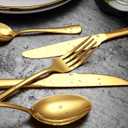 EUIRIO 40Pcs Gold Silverware Set, Stainless Steel Flatware Cutlery Set Service for 8, Mirror Polished Gold Utensils Set Include Forks Spoons Knives for Home, Wedding, Restaurant, Dishwasher Safe