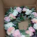 National Tree Company Artificial Spring Wreath, Woven Branch Base, Decorated with Rose and Peony Flower Blooms, Leafy Greens, Spring Collection, 24 Inches