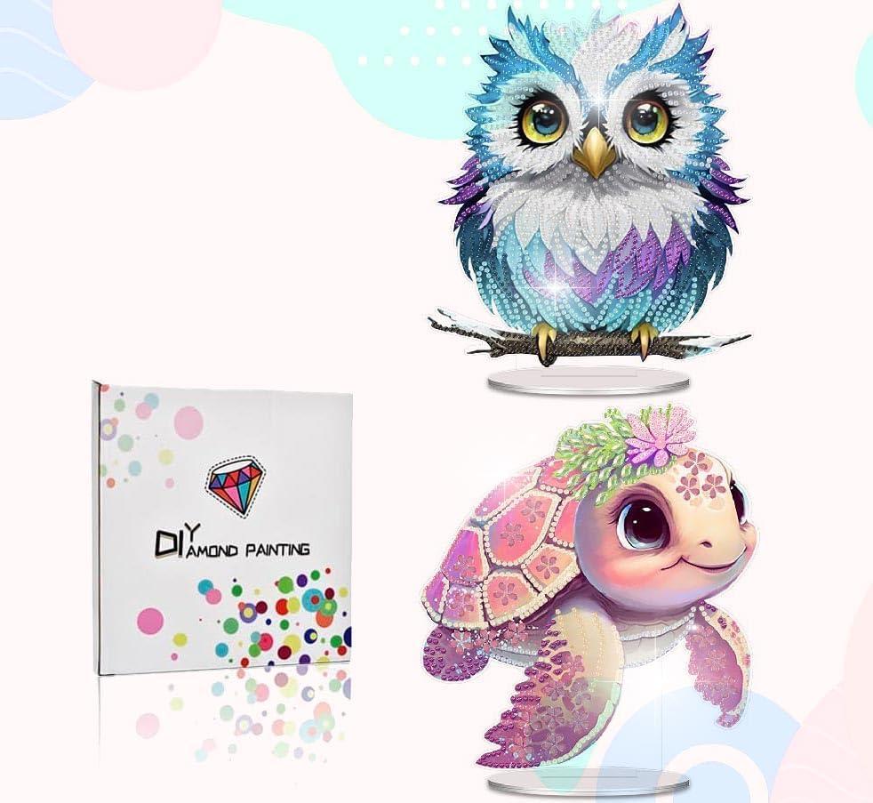 2 Pcs Tabletop Diamond Art Painting Kits,DIY Butterfly Diamond painting Special Shaped Rhinestone Desk Placement Ornament,5D Stand Up Gem Painting Craft Kit for Home Wall Decor Gifts,7.8x7.8inch (BP005+BP006)