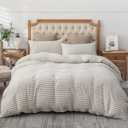 PURE ERA Jersey Knit Duvet Cover Set 100% T-Shirt Heather Cotton Super Soft Comfy Classic Striped Design, with Zipper Closure, Grey & White Stripe, King