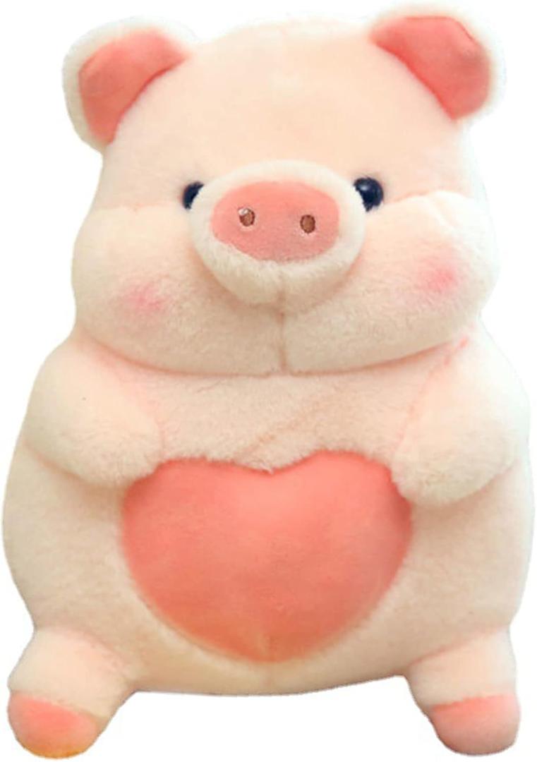 Plush Pig Stuffed Animals Soft Toys Holding Love Heart Dolls Gifts for Girls Girlfriend Lover Pink 8 Inches