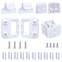 Retractable Baby Gate Replacement Parts Kit New Upgrade Retractable Dog Gate Replacement Hardware Mesh Pet Gate Full Set Wall Mounting Accessories with Brackets Latches Anchors and Screws, White