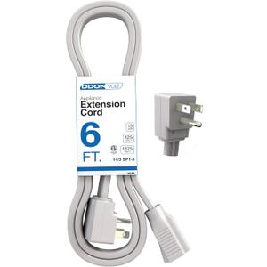 Appliance Extension Cord - 6ft Heavy Duty Gray Extension Wire for Air Conditioner, Refrigerator, & All Major Appliances - 14 Gauge High Voltage 3 Prong Flat-End Appliance Cord, for Indoor use (6 Feet)