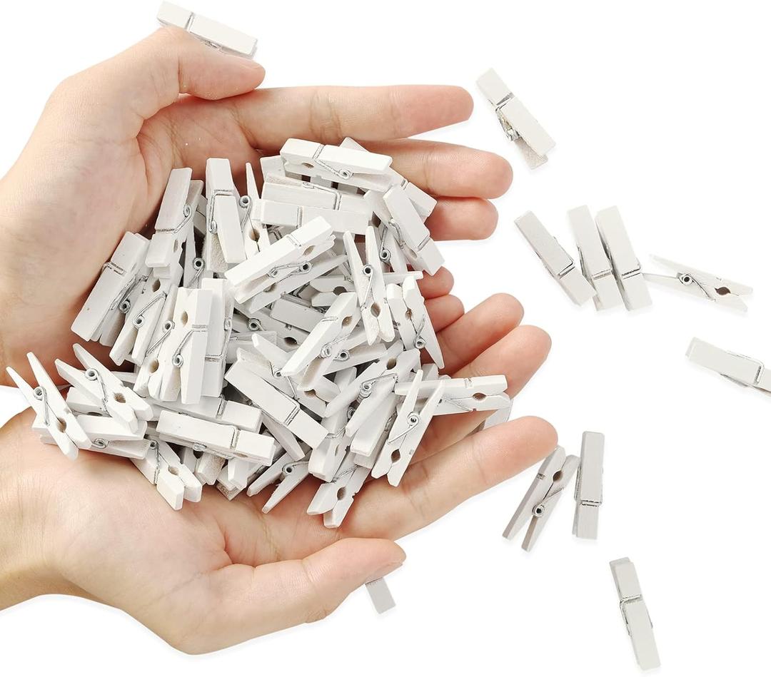 Mr. Pen Mini Wooden Clothes Pins for Photo, 1.4 Inch, 132 Pack, White, Small Craft Clips for Card Making, Hanging Pictures, Party Favors, DIY Art Projects, Miniature Decorations, Durable Spring