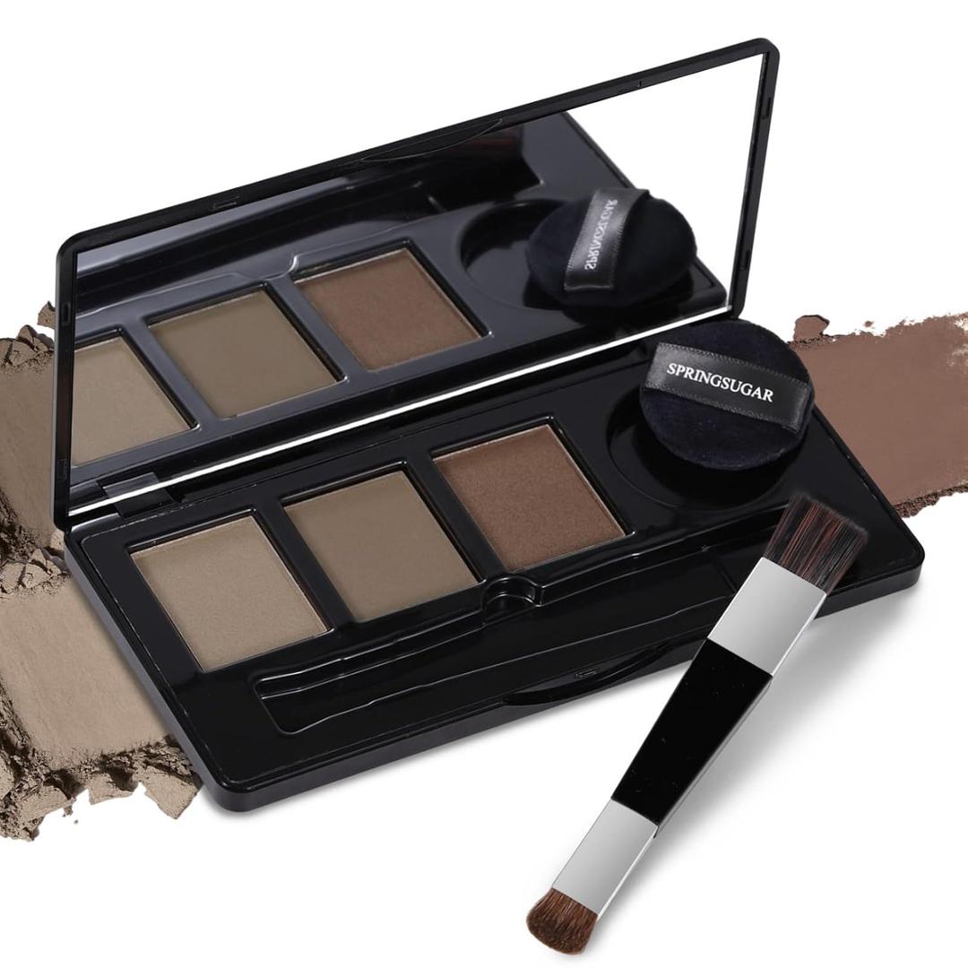 2 x Root Touch Up Hair Color 3 Color Blendable Hairline Powder for Gray Coverage, Root Cover Up & Thinning Edges 48H Sweat Resistant, Natural Finish for Women & Men Dark Brown