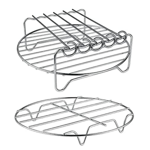 GQZ Air Fryer Rack XL Air Fryer Accessories Set of 2, Double Layer Rack with Skewer, Stackable Metal Holder
