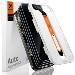 DIMONCOAT 4-PACK TOP 9H+ Glass for iPhone 15 Privacy Screen Protector [Auto Alignment Kit] [10X Military Protection] UNBREAK Tempered Glass Film for iPhone 15 6.1 inch [Case Friendly]
