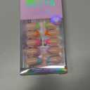 BTArtbox Press On Nails Short - Soft Gel French Tip Press On Nails, Colorful Almond Glue On Nails, Reusable Stick On Nails in 16 Sizes, Neon Rainbow French