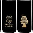 Just A Queen Building Her Empire Dish Cloths Towels 24x16 Inch Set of 4,Inspirational Quote Daughter Queen Decor Decorative Dish Hand Towels for Kitchen Bathroom, Daughter Teen Girls Gifts