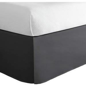 Todays Home Classic Tailored Bed Skirt Dust Ruffle, Cotton Blend Design, 14" Drop Length, Full, Grey