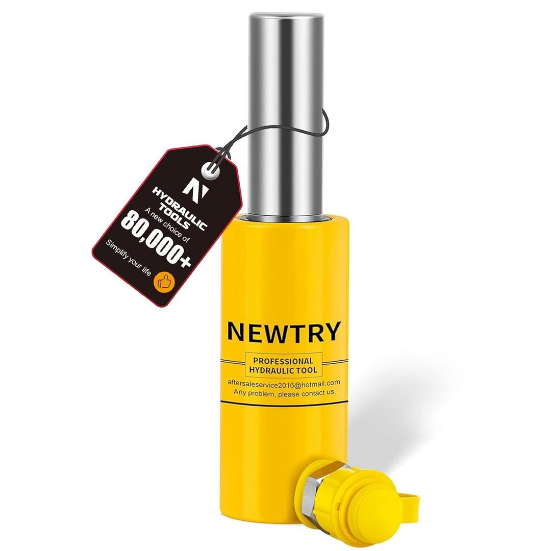 NEWTRY 10 ton Hydraulic Cylinder Long Jack 4" Stroke Porta Power Ram Jack Lifting Cylinder Retract Automatically for Shipbuilding Bridge Construction