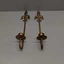 Fleur De Lis Wrought Iron Candle Sconces Set of 2, Rustic Candle Holders Hanging for Living Room Farmhouse Fireplace Wedding (Antique Copper)