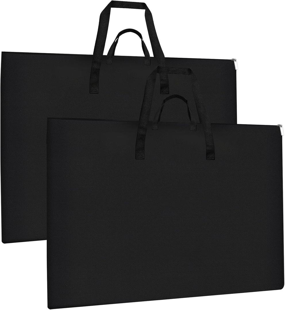 ZKOO 24 x 36 Inch Art Portfolio Bag, Large Size Art Case Light Weight Waterproof Poster Board Storage Bag, Studio Portfolio Tote for Artwork, Poster, Sketch Drawing, Canvas (Black, 2 Pack)