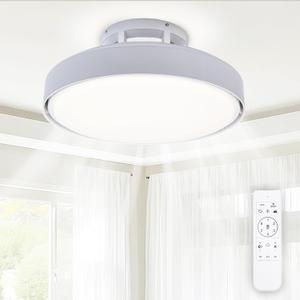 Bladeless Ceiling Fan with Light and Remote, White Modern Enclosed Ceiling Fan, Dimmable Led Bladeless Fan Light, Low Profile Flush Mounted Fan Indoor