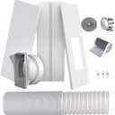 Portable AC Window Kit+Ac Vent Hose for Double-Hung/Small Sliding Windows 26-47Adjustable With 5.1/5.9" Universal Coupler&2 Weather Strippings Fit LG/Hisense/Hair etc Portable ac Window Seal Kit