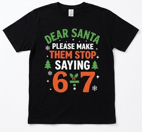 Dear Santa 67 Funny Christmas Six Seven 67 Men Women TShirt, S