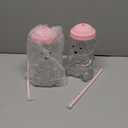2 glasses Bear Cup Bear Straw Cup, Cute Bears Glass Cup with Straw, 500ml Reusable Glass Tumbler with Lid for Iced Coffee, Milk Tea, and Cocktails, Dishwasher Safe (pink(2 glasses))