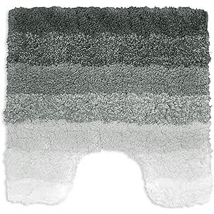 Velosso Super Soft Microfibre High Density Bath Mat Pedestal Mat Anti Slip Super Absorbent (Superstripe Grey, 50x50 Pedestal Mat)