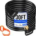 VEVOR 30 FT 50Amp RV Extension Cord NEMA N14-50P to N14-50R, 125 / 250V Heavy Duty STW 6/3+ 8/1 RV Power Cord, for EV Charging and RV Trailer Campers