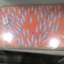 Framed Sardine Canvas Wall Art,Orange Coastal Fish Picture Wall Decor, 24"L x 16"W