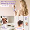 Portable Travel Makeup Mirror with Lights, Double Sided 1X/10X Magnifying Mirror, 3 Color Adjustable Lighting Touch Screen, Rechargeable Lighted Beauty Mirror, Tabletop Handhold Hanging (Purple)
