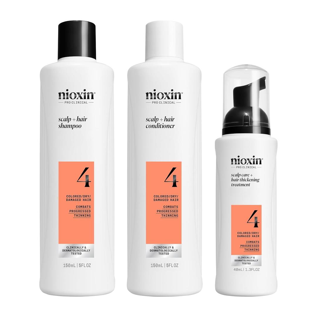 NIOXIN Scalp + Hair Thickening System Kits | For Natural, Colored, & Hair with Light to Progressed Thinning | Strengthen & Boost Hair Density with Niacinamide & Biotin | 1 Month Supply, 150 ML